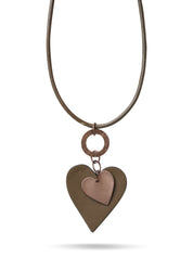 Heart leather necklace on a dark green leather heart