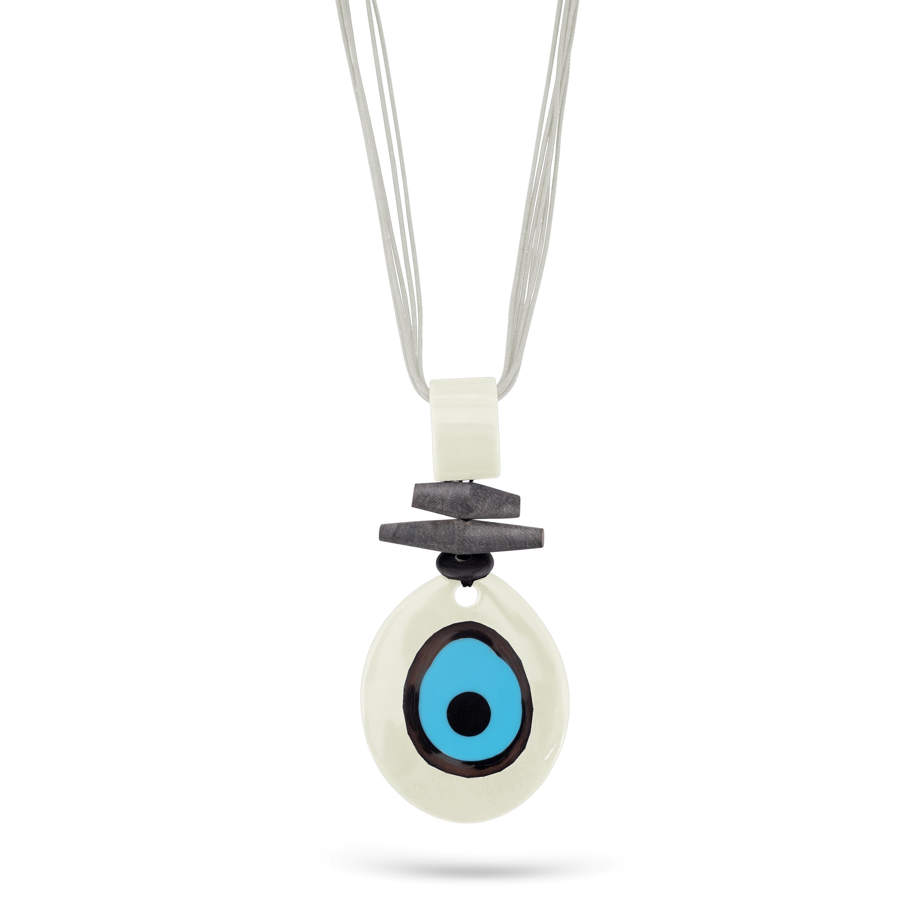 White resin eye oval necklace