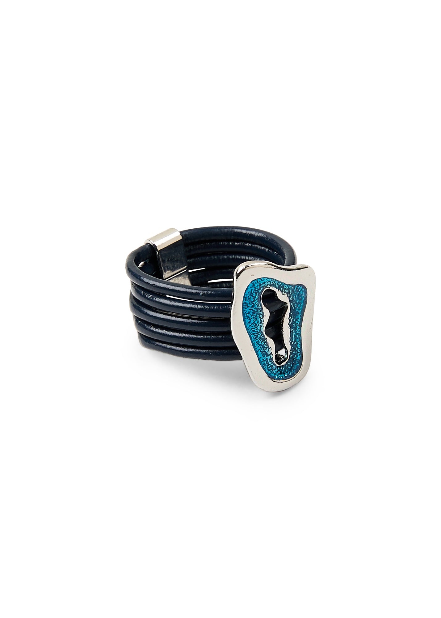 Blue leather strap ring and shape