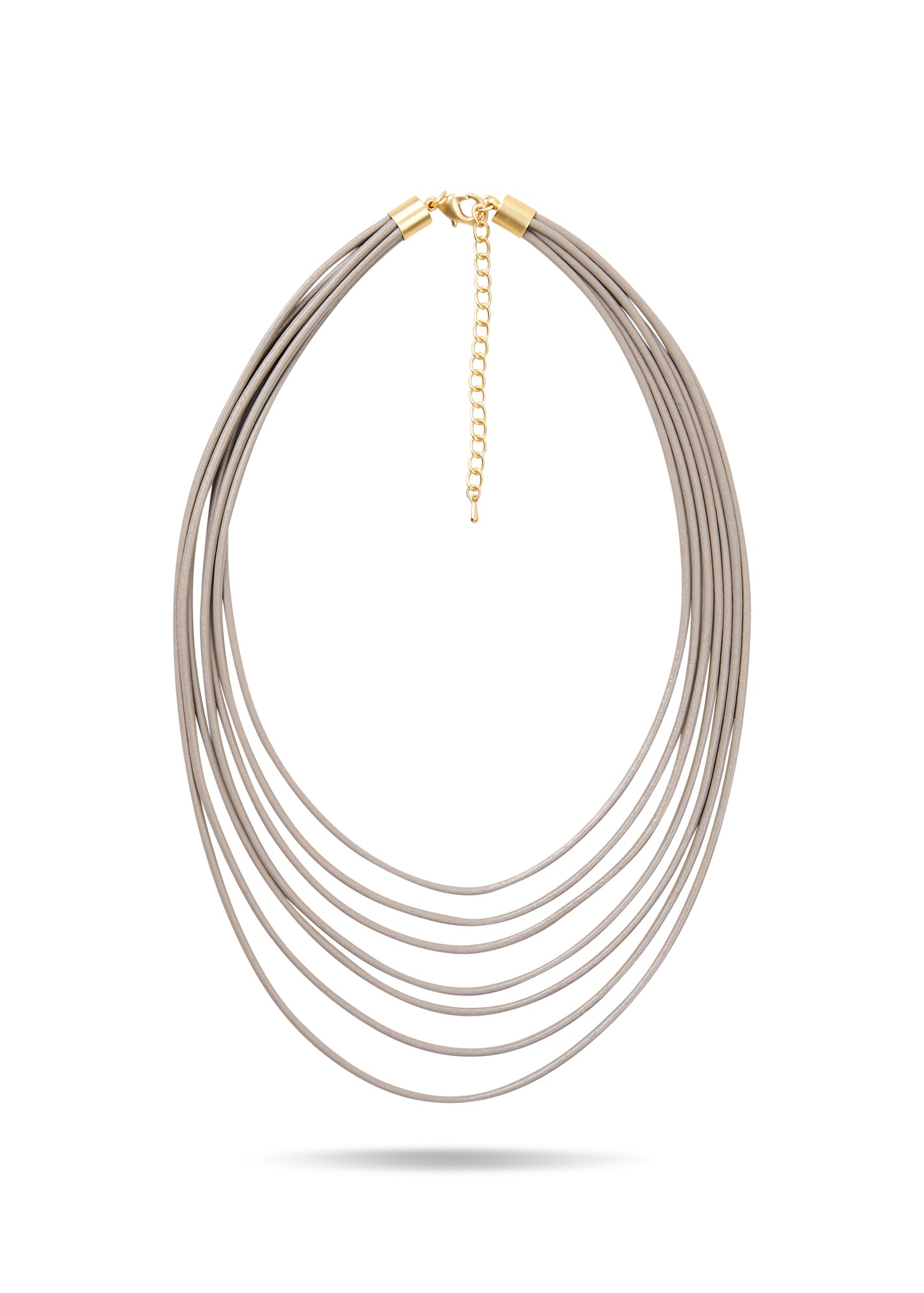 Beige smooth leather cord chain