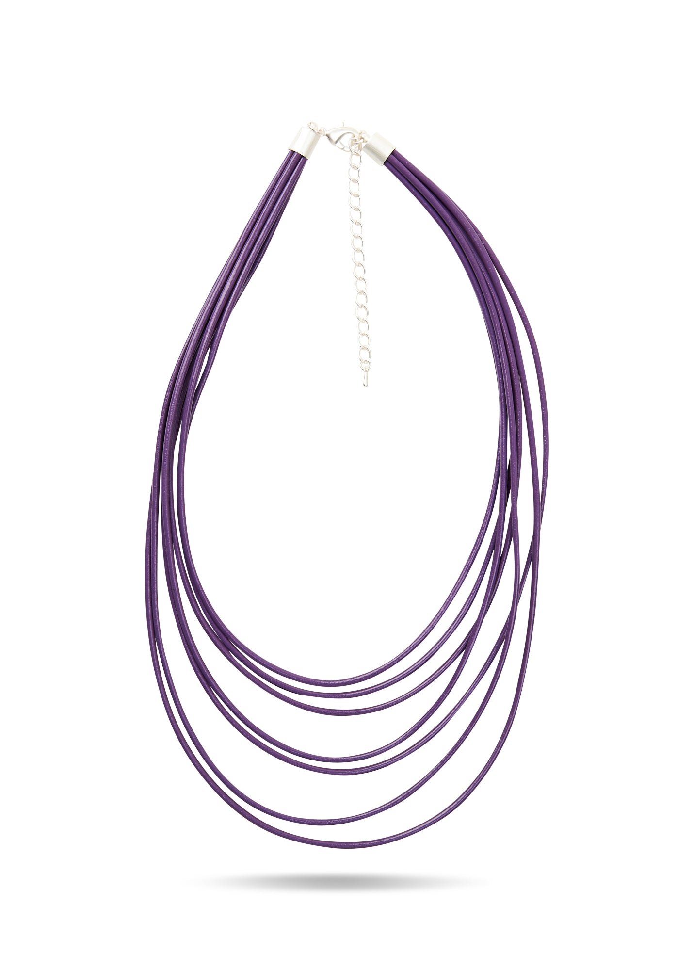 Purple smooth leather string necklace