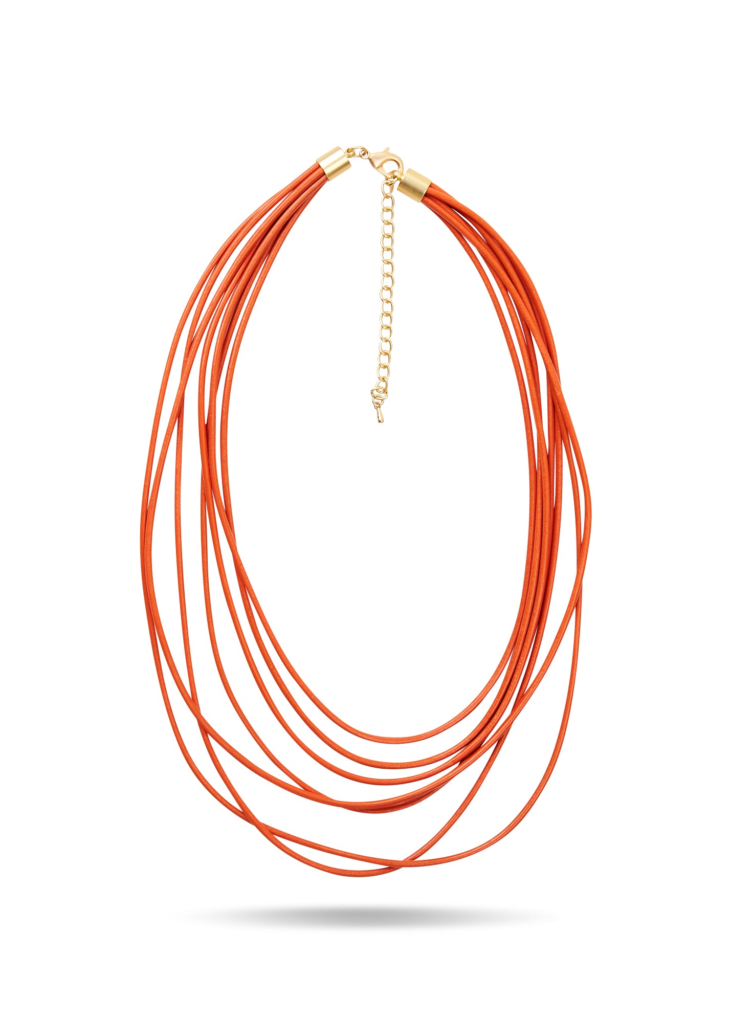 Orange smooth leather cord chain