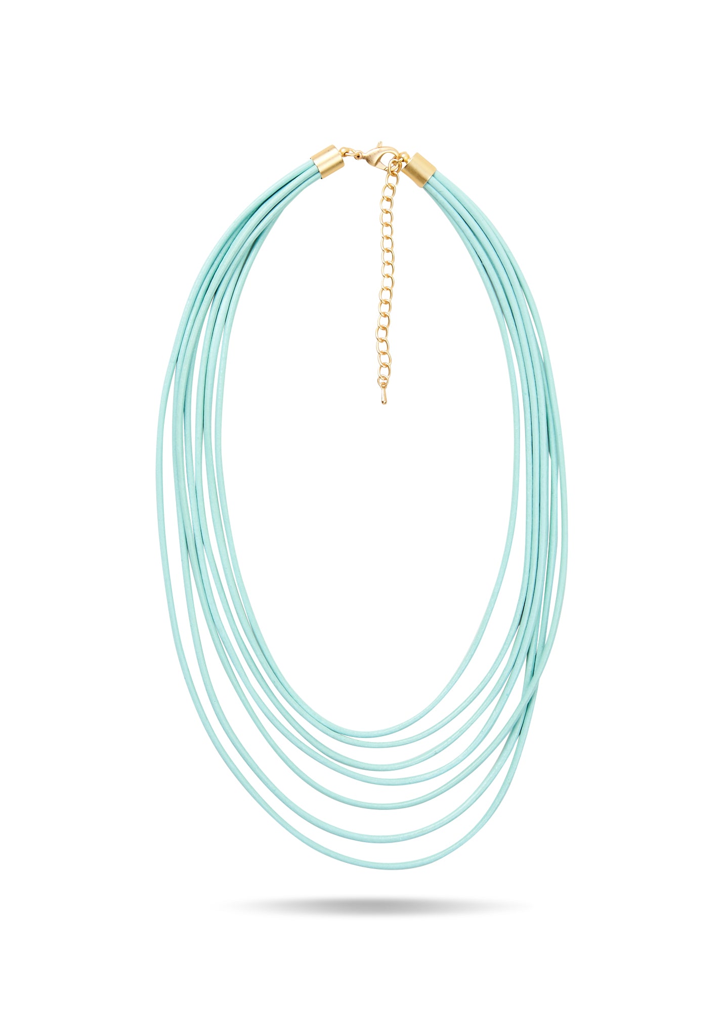 Light blue smooth leather string necklace