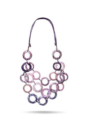 Handmade necklace coconut rings in purple shades