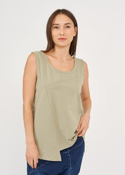 Undershirt base T sewing forward left side long light green