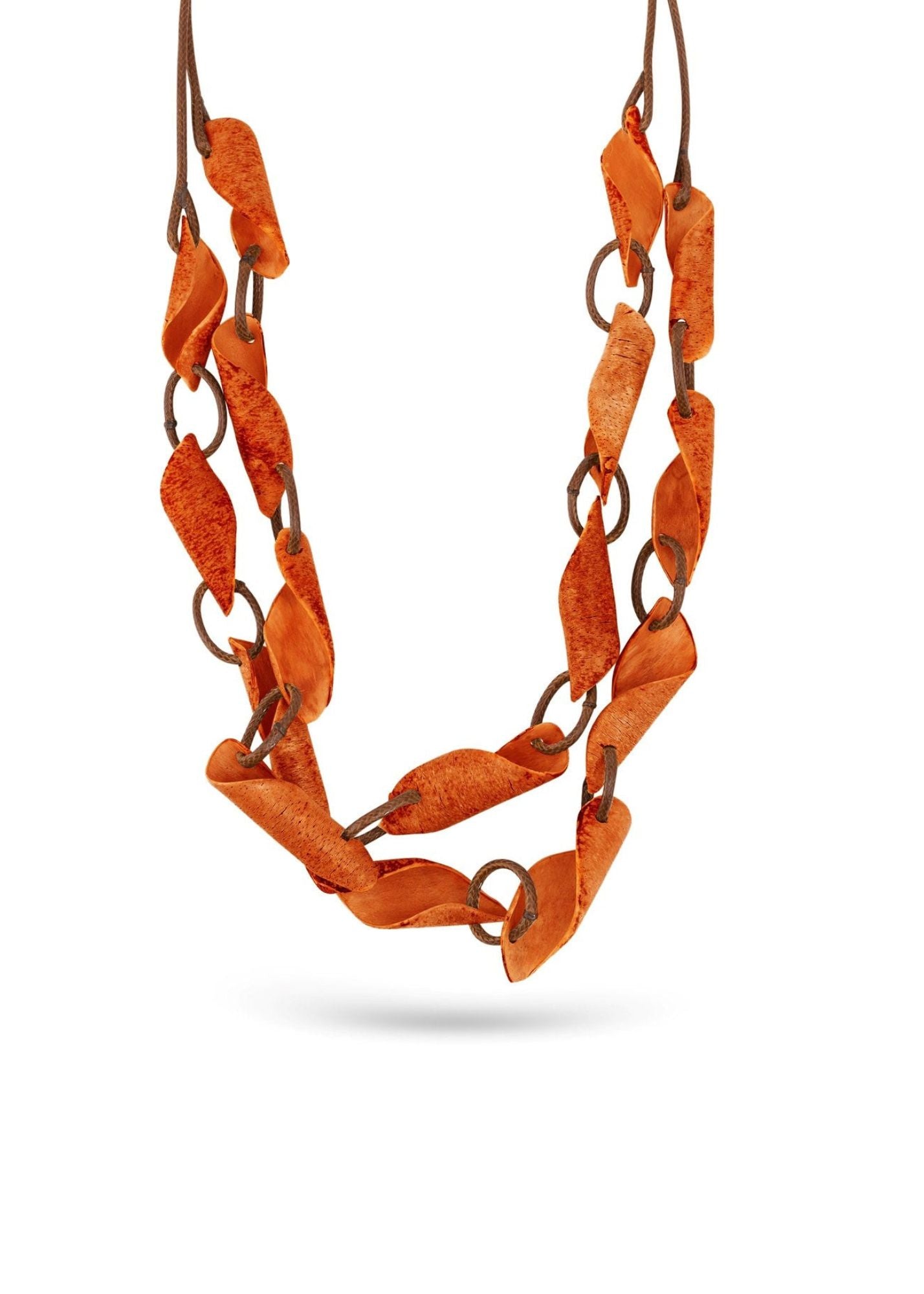 A chain of shells on an orange rope