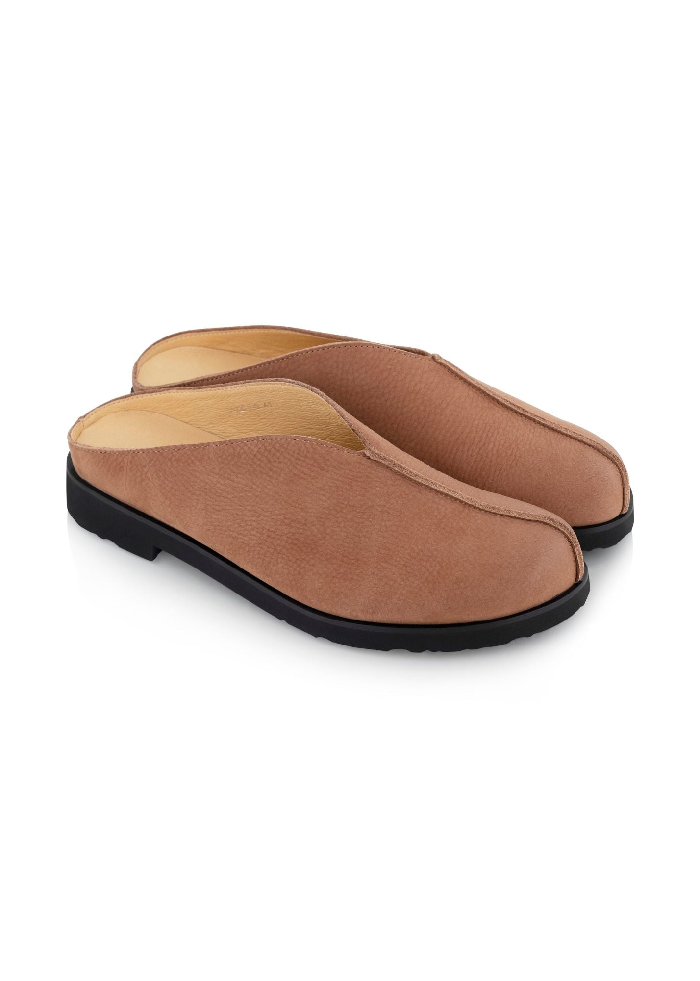 Beige leather flip flops