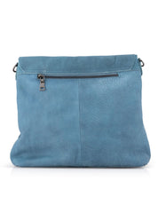 Turquoise cut leather side bag