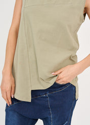 Undershirt base T sewing forward left side long light green