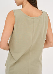 Undershirt base T sewing forward left side long light green