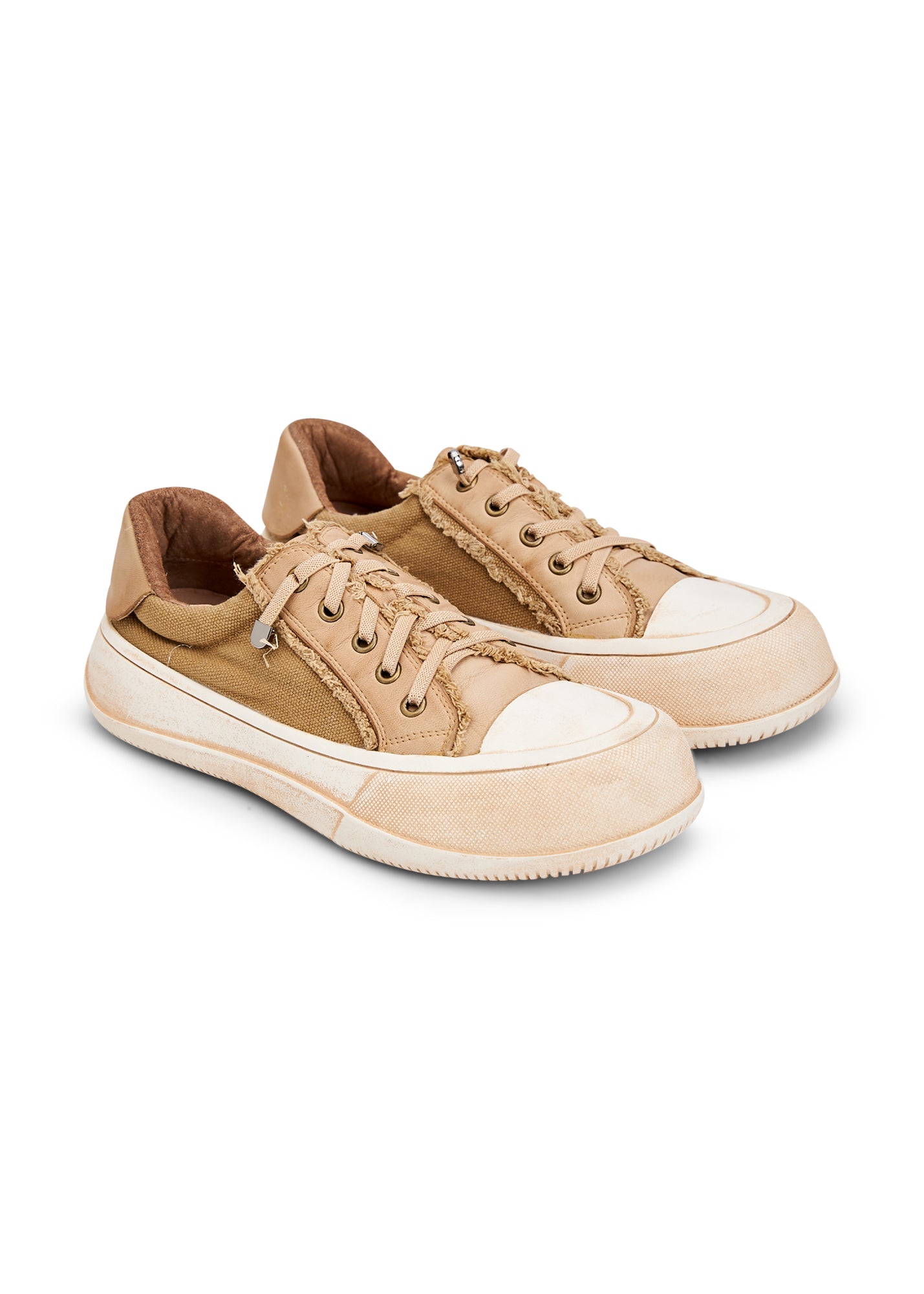 Sneakers wash khaki leather combination