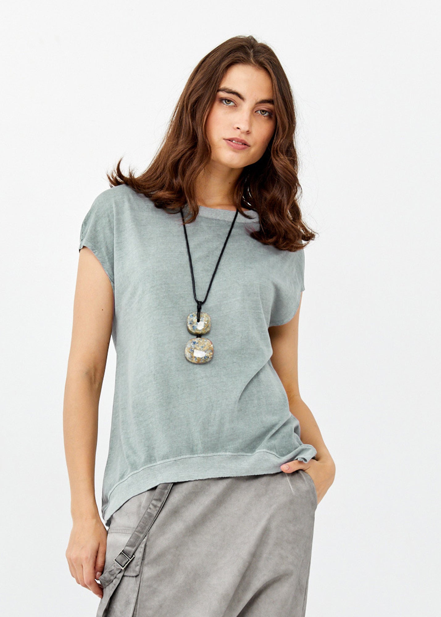 Wash green wash cuff extension shirt