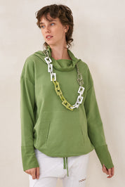 Green recycled paper loop necklace