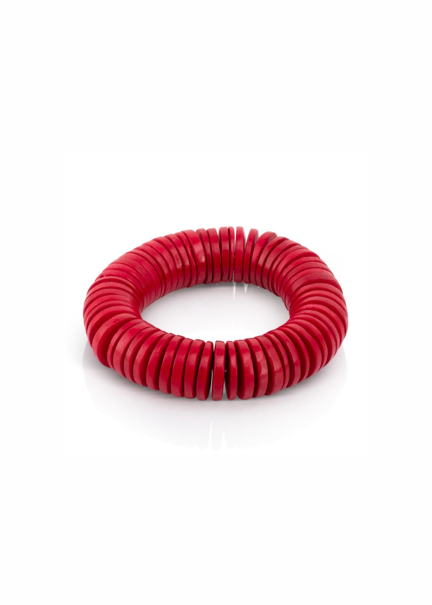 Red flat wooden beads bracelet