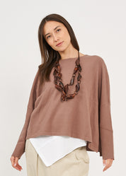 Basic round key brown knit