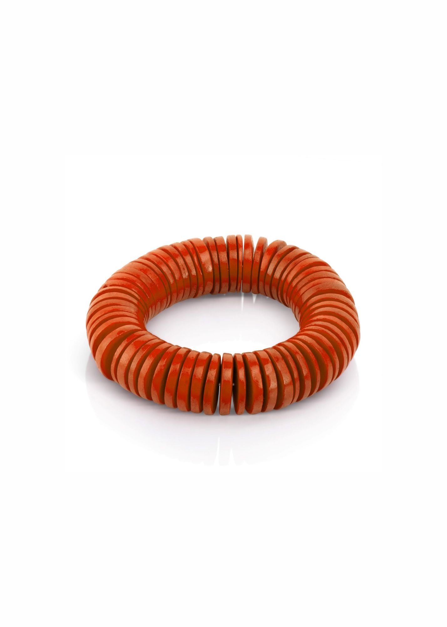 Orange flat wooden beads bracelet