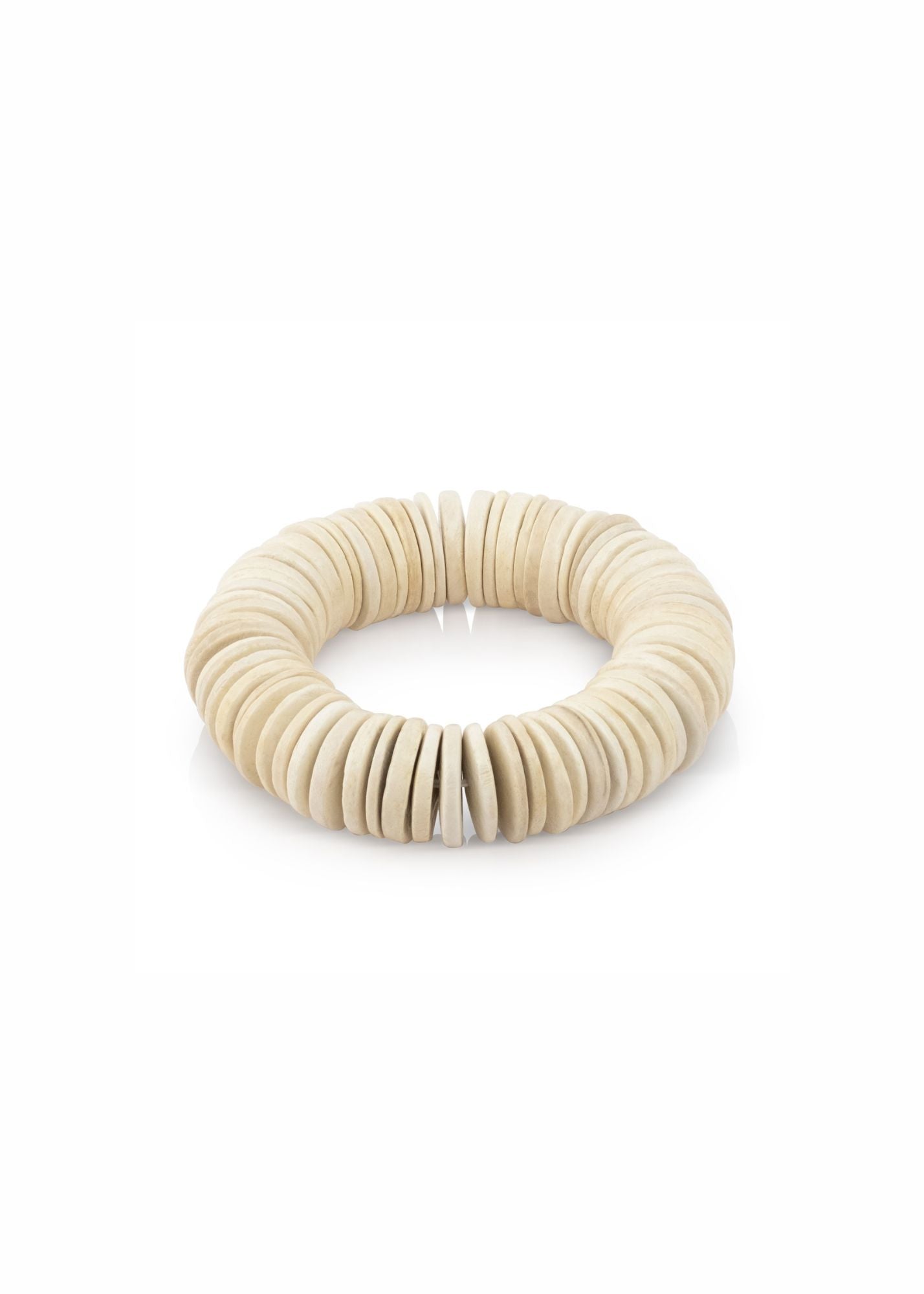 White flat wooden beads bracelet