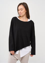 Black long sleeve oversized bat shirt