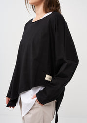 Black long sleeve oversized bat shirt