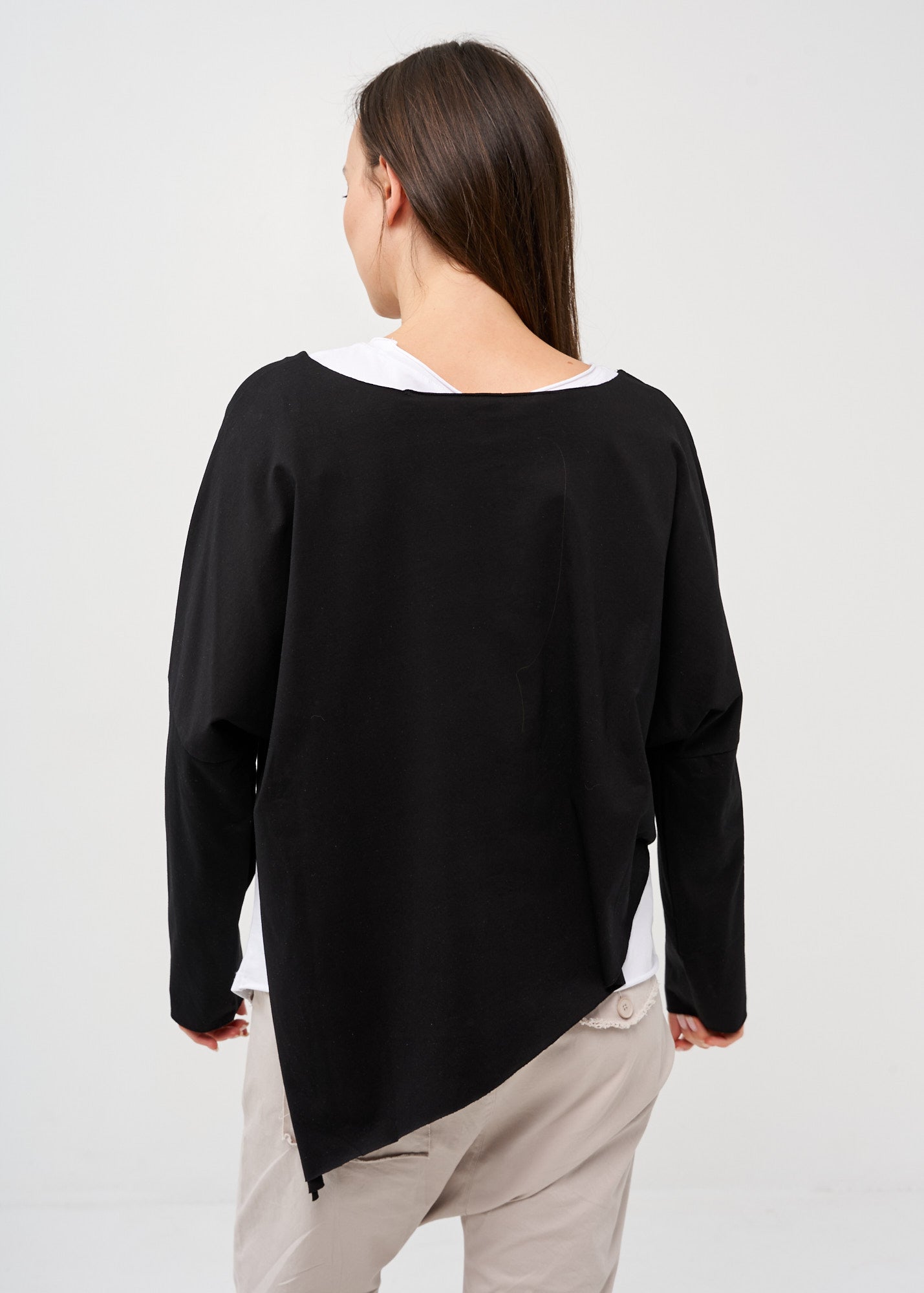 Black long sleeve oversized bat shirt