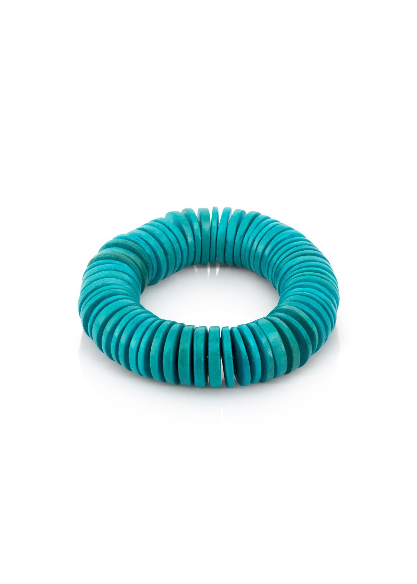 Turquoise flat wooden beads bracelet