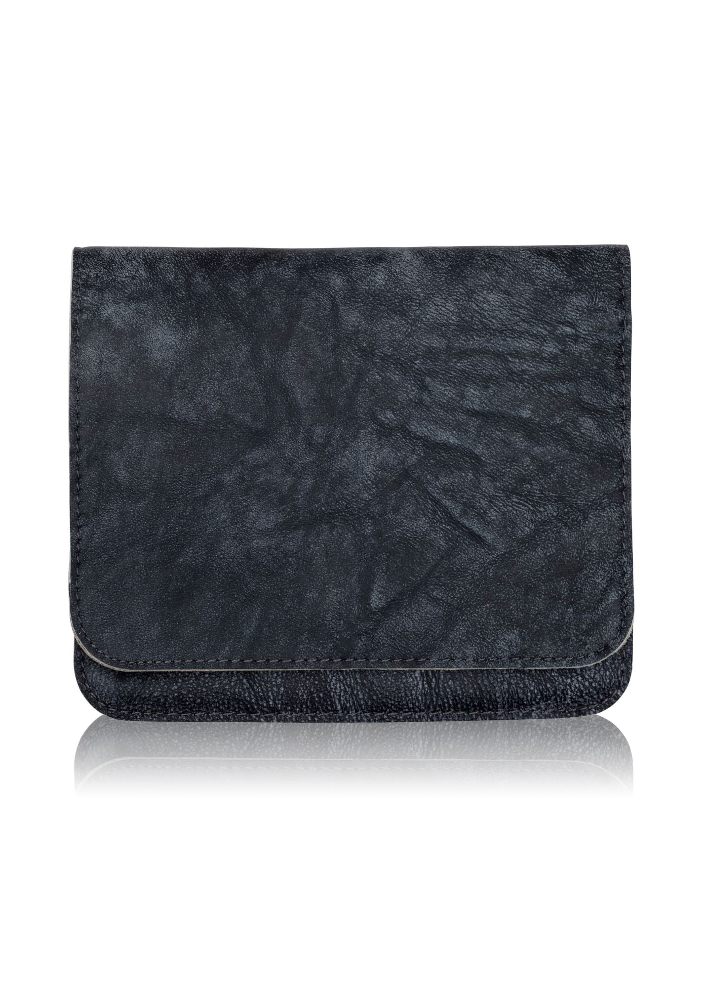 Small square gray leather wallet