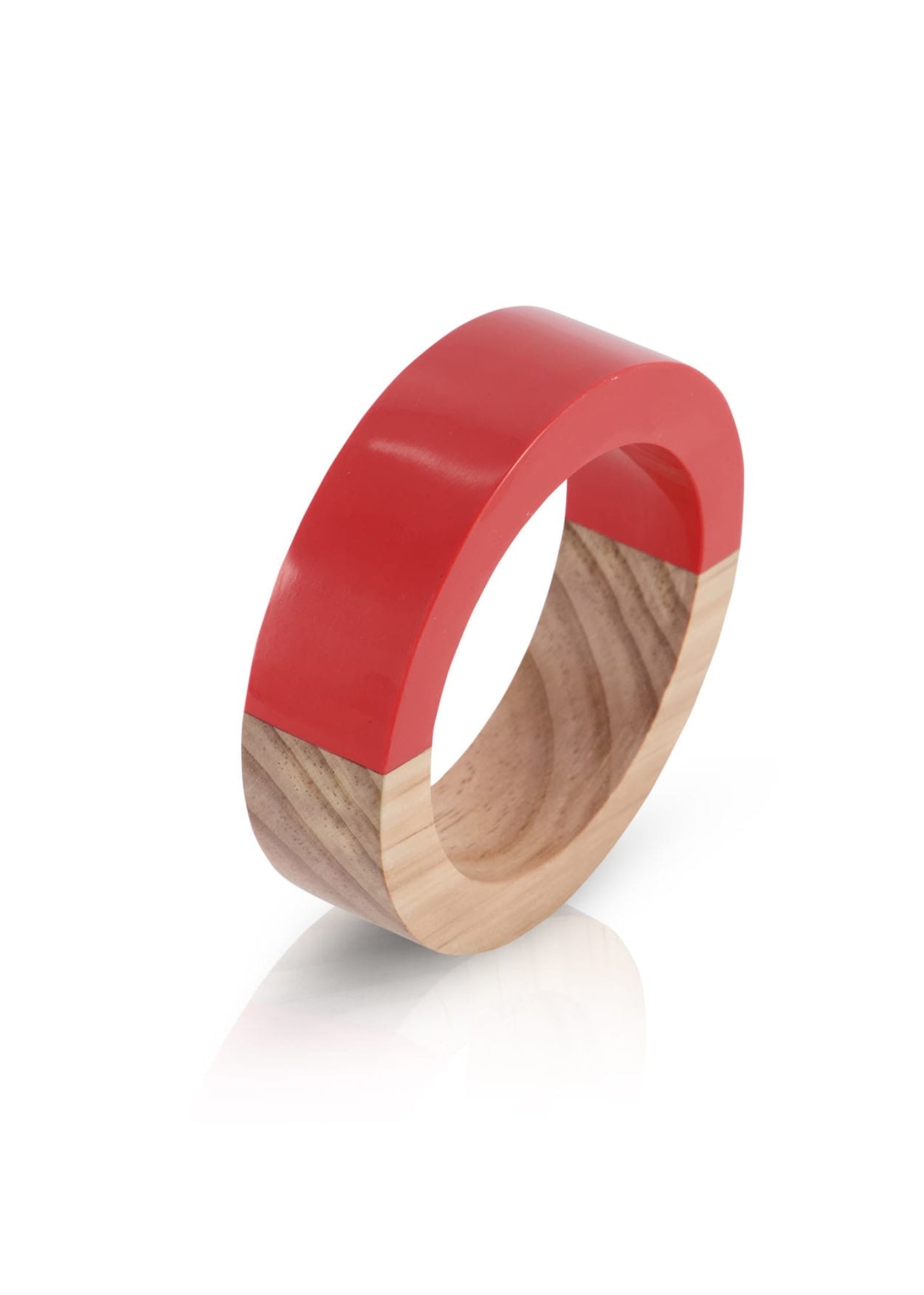 Half wood half red resin bracelet