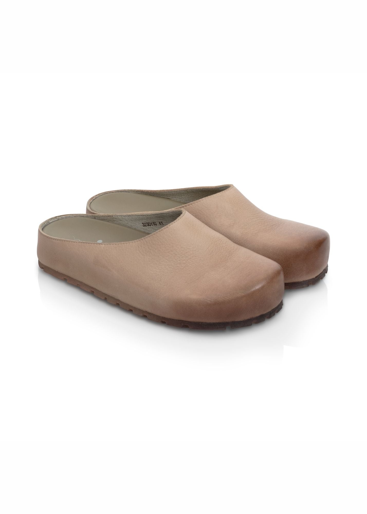 Classic closed front leather flip flop beige