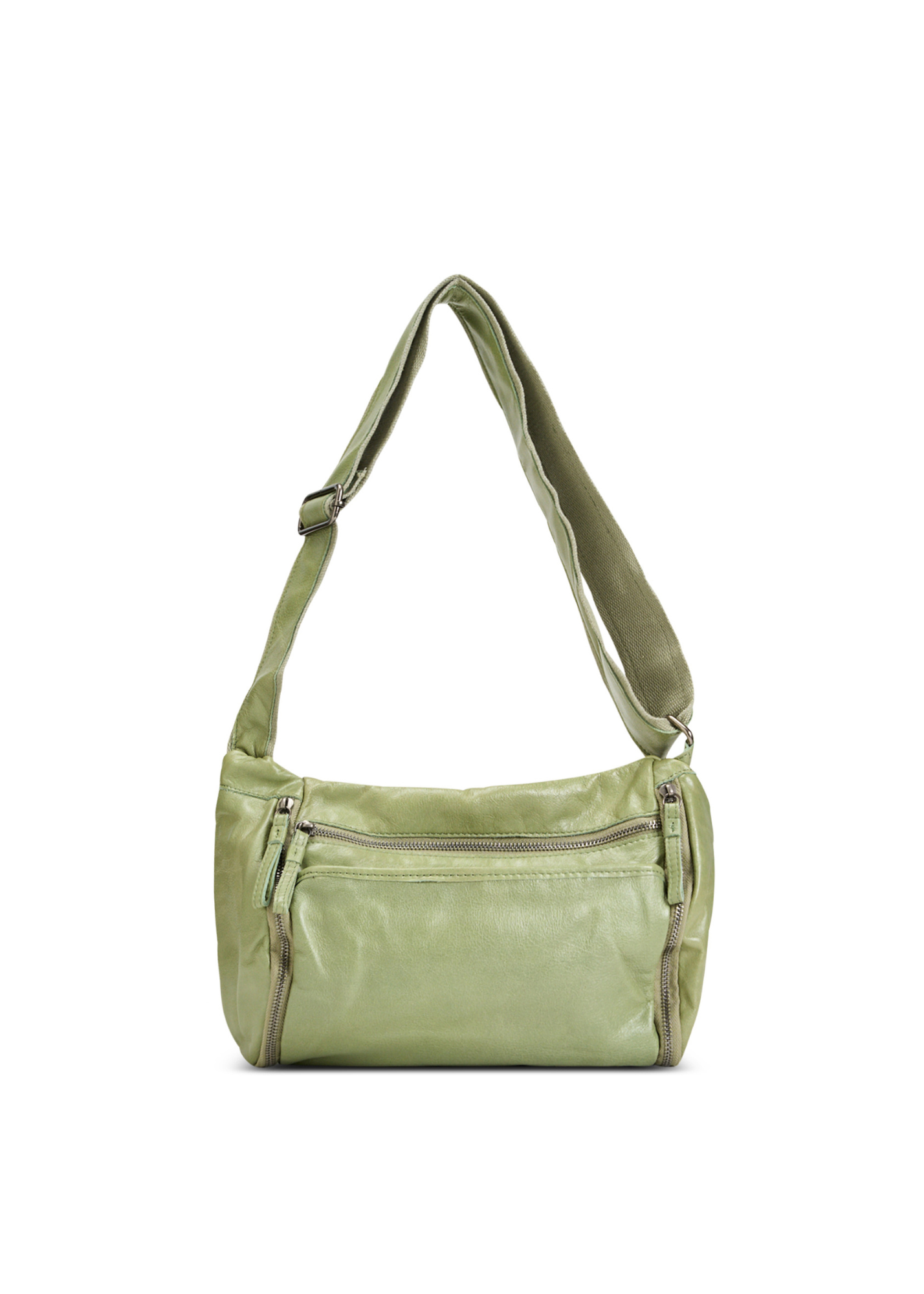 Green side pocket leather pouch bag