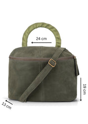 Small leather bag handle with shrinks green color combination