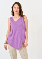 Asymmetric key tank top purple triangle ending