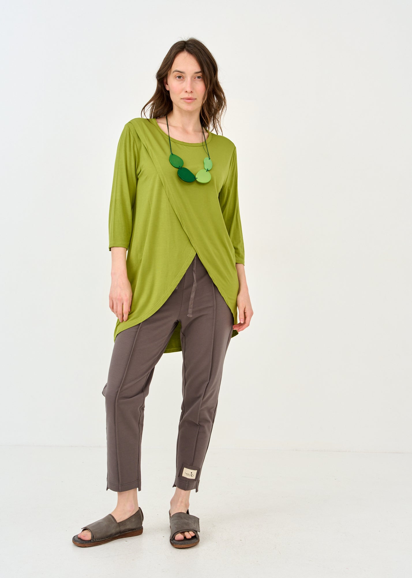 Green shell short sleeve tunic