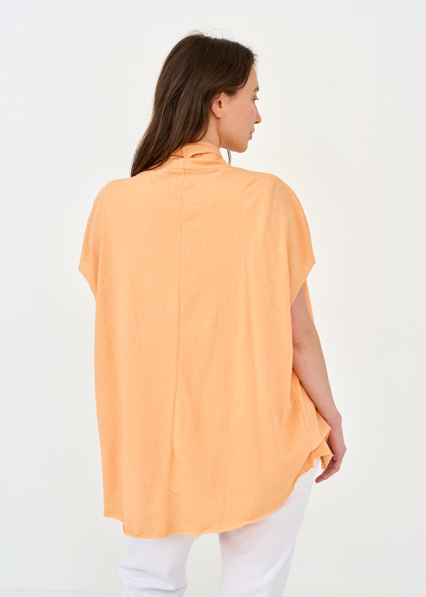 Shirt with ribbed collar, short sleeve, orange