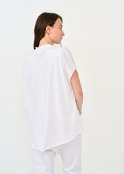 White short sleeve ribbed collar shirt