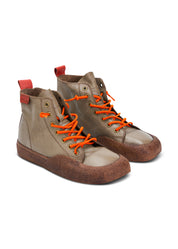 High leather shoes with laces brown color combination