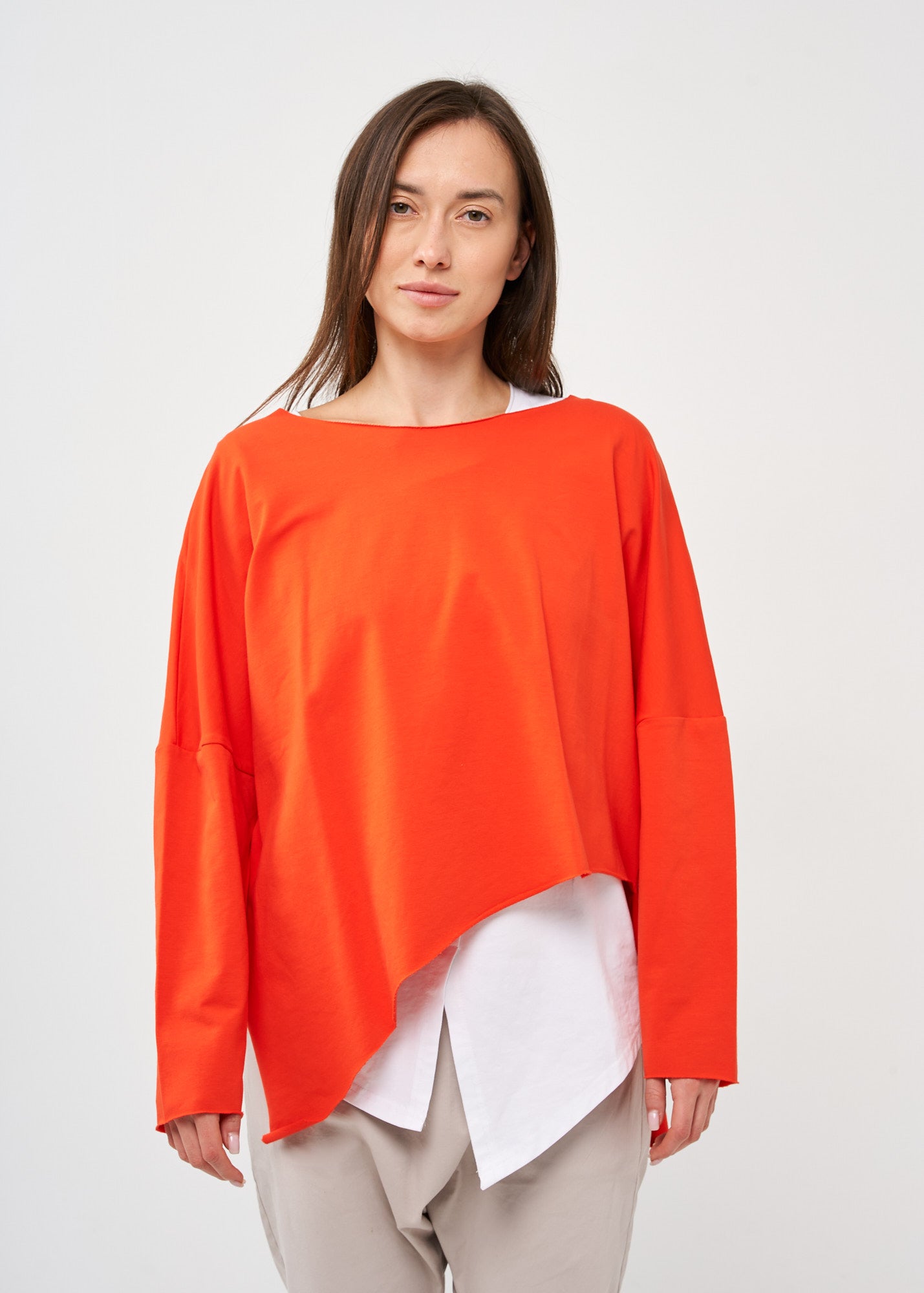 French terry orange long sleeve bat shirt