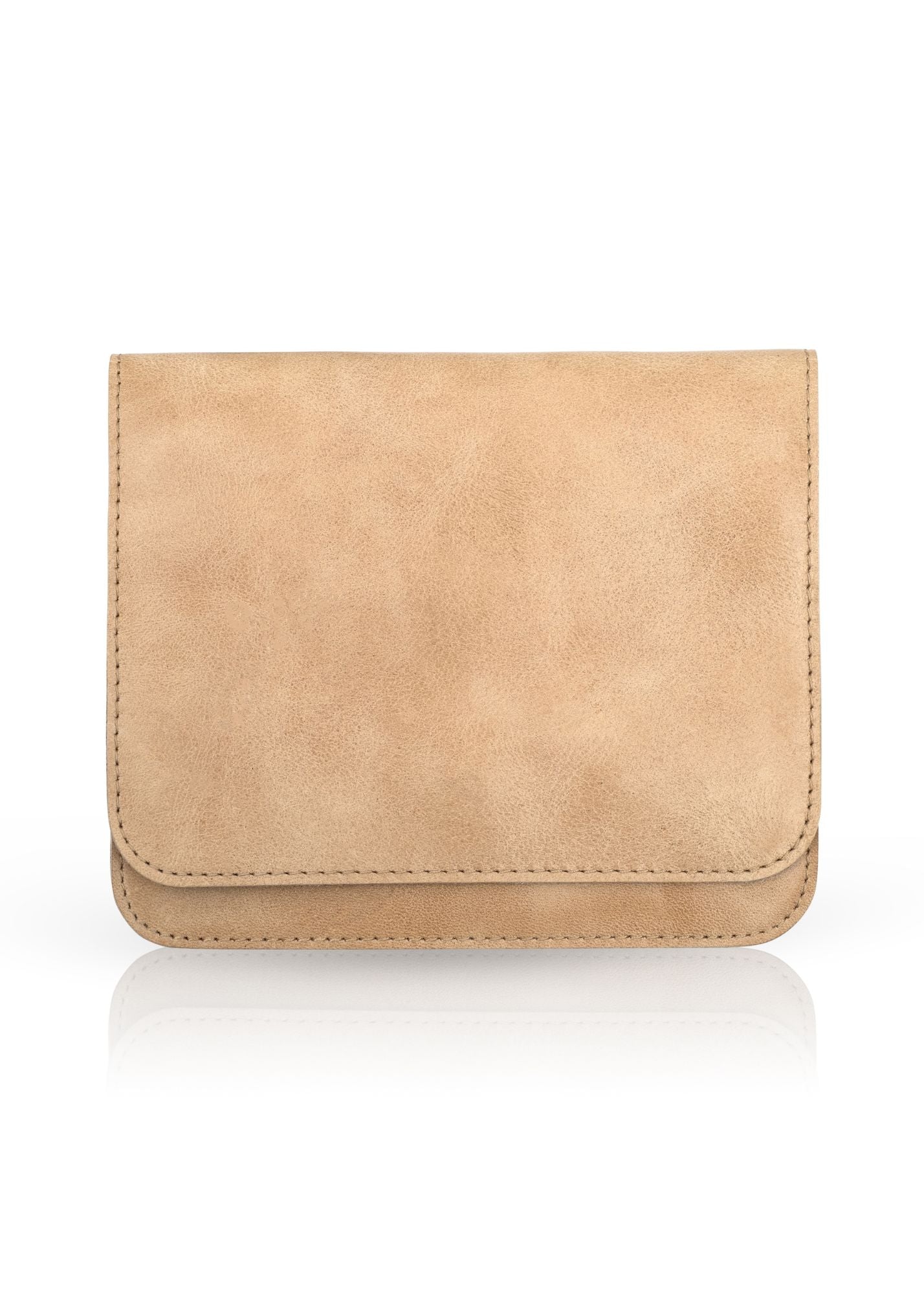 small square beige leather wallet