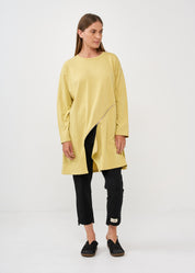 Mustard diagonal zipper long sleeve tunic