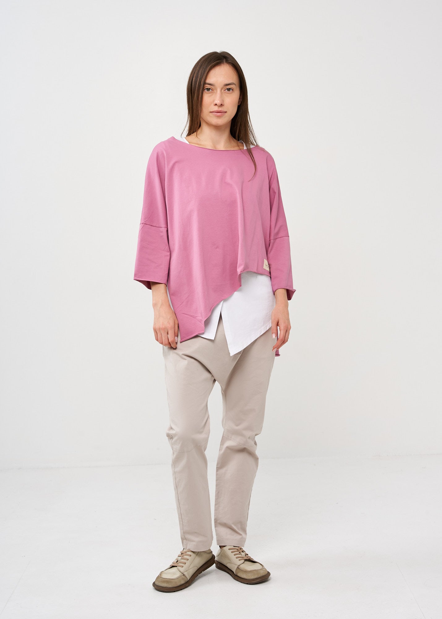 Oversized 3/4 sleeve pink bat shirt