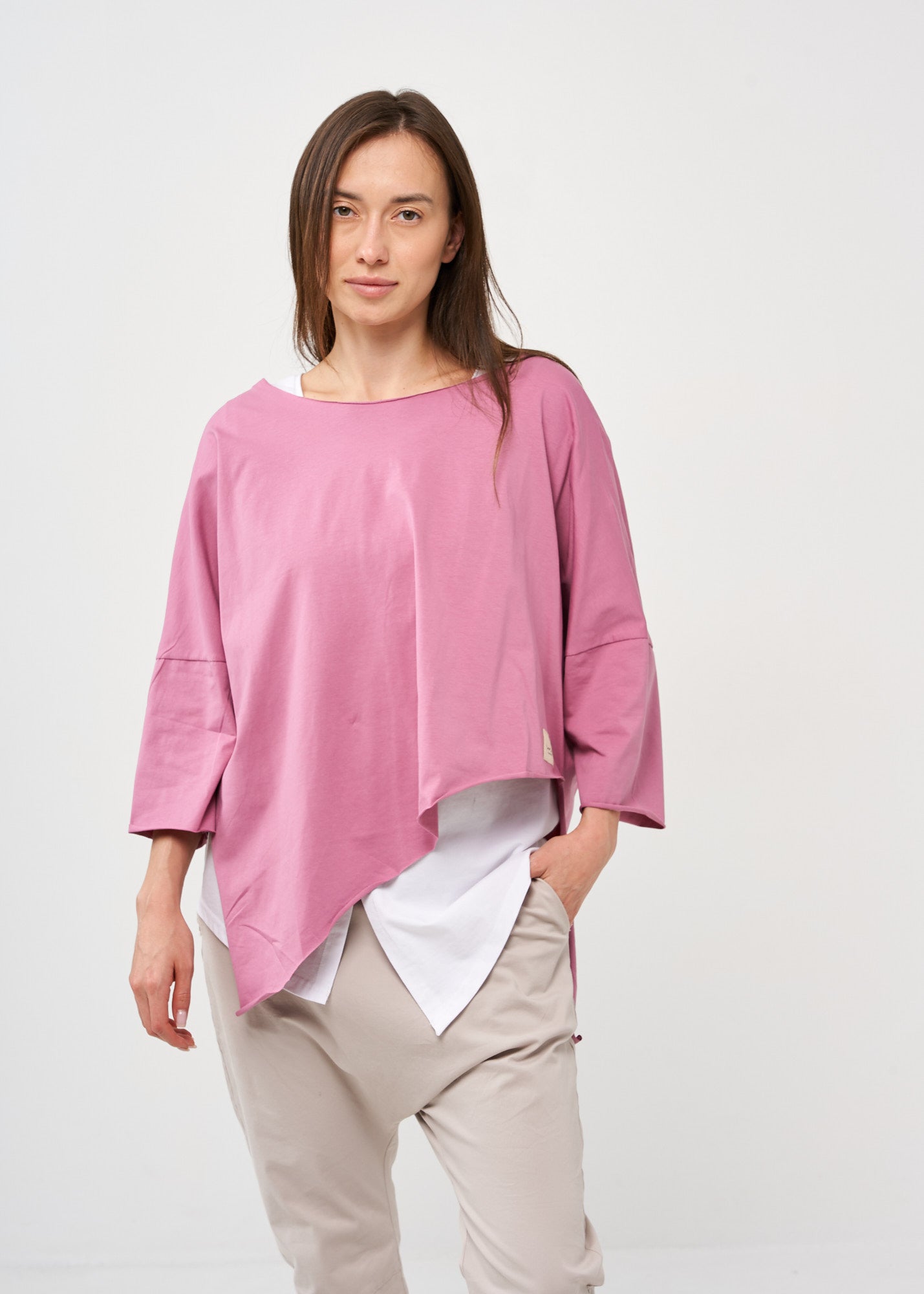 Oversized 3/4 sleeve pink bat shirt