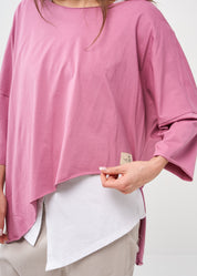 Oversized 3/4 sleeve pink bat shirt