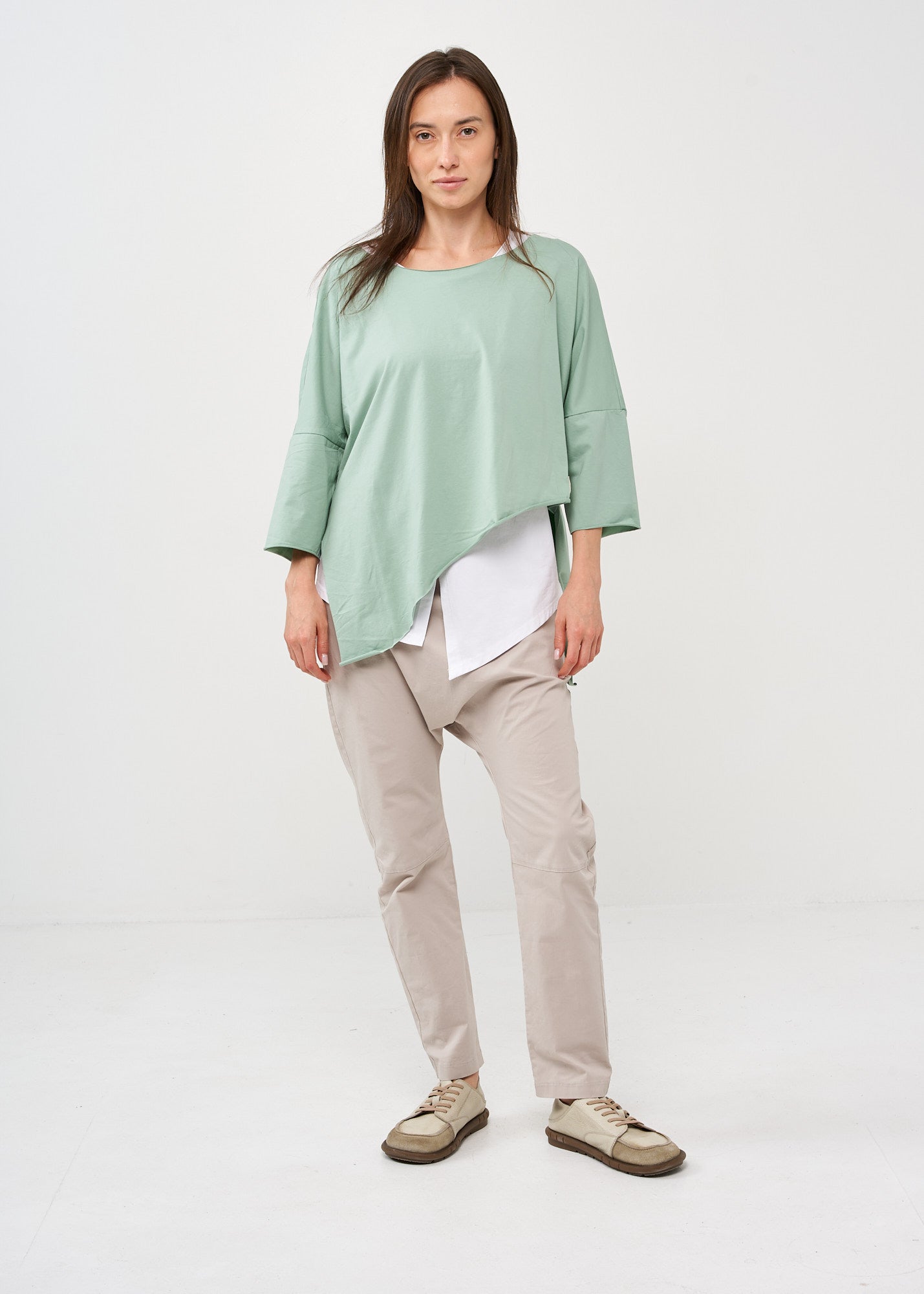 Light green oversized 3/4 sleeve bat shirt