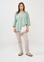 Light green oversized 3/4 sleeve bat shirt