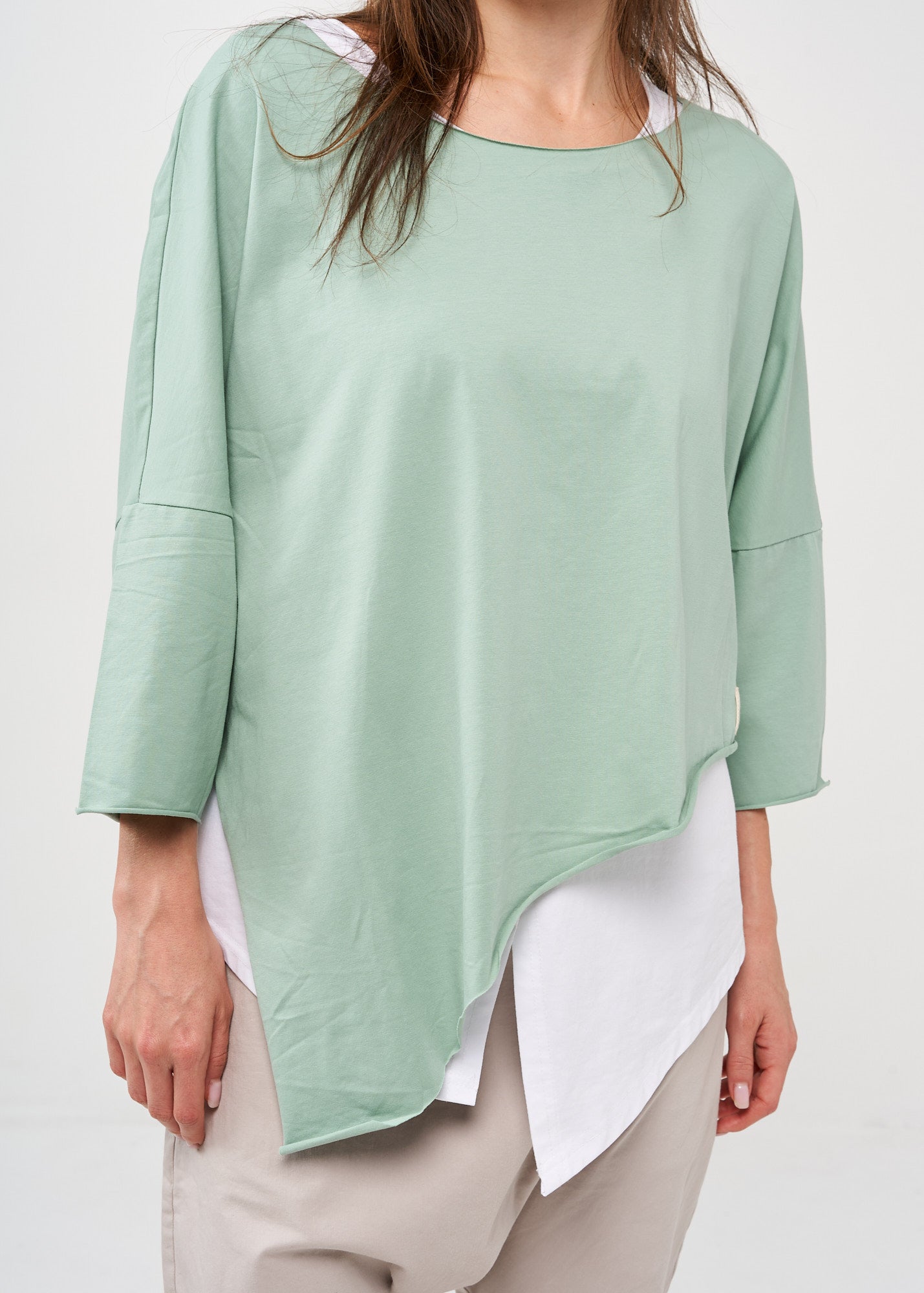 Light green oversized 3/4 sleeve bat shirt