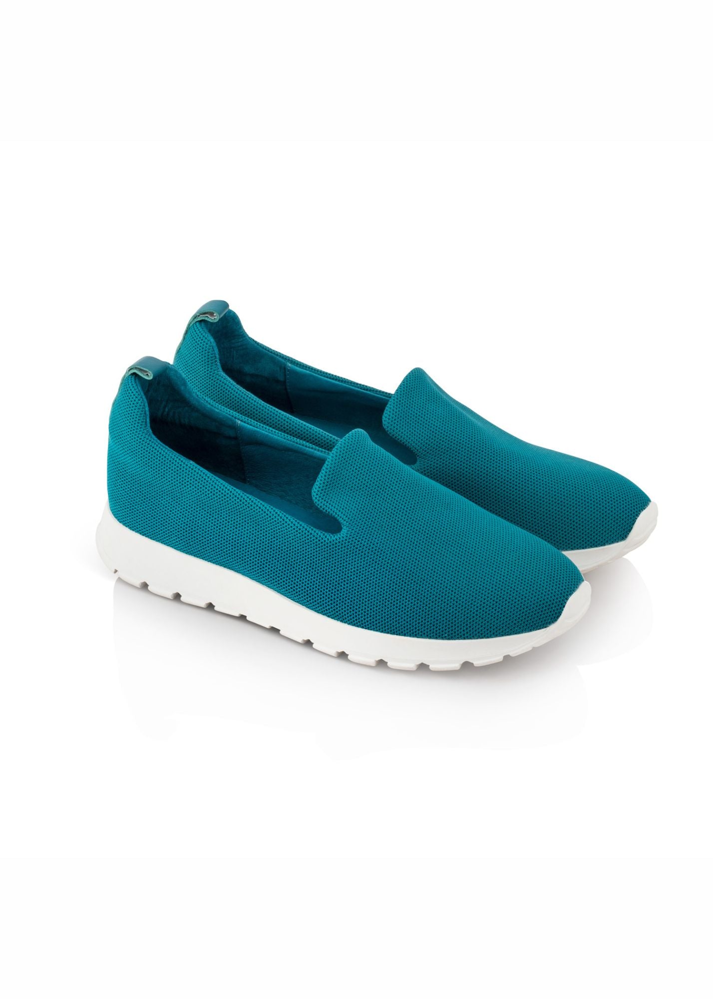 Turquoise sneakers without laces