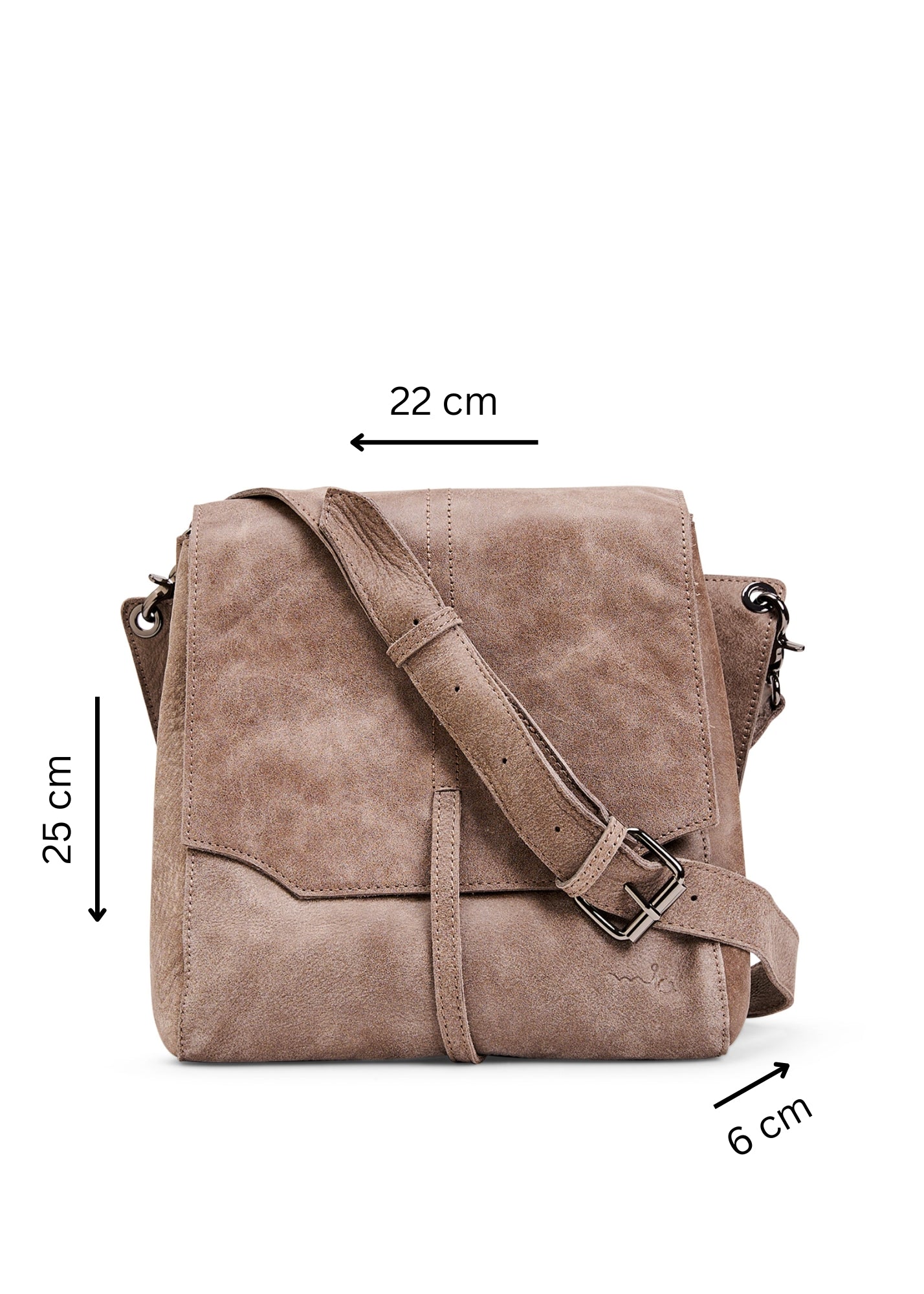 Two-compartment leather bag front tie brown wash