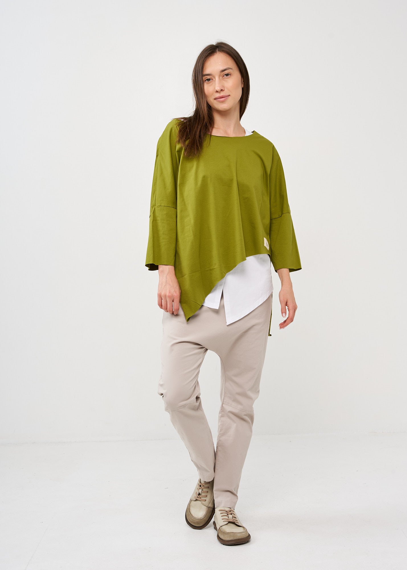 Green 3/4 sleeve oversized bat shirt