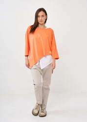 Orange oversized 3/4 sleeve bat shirt