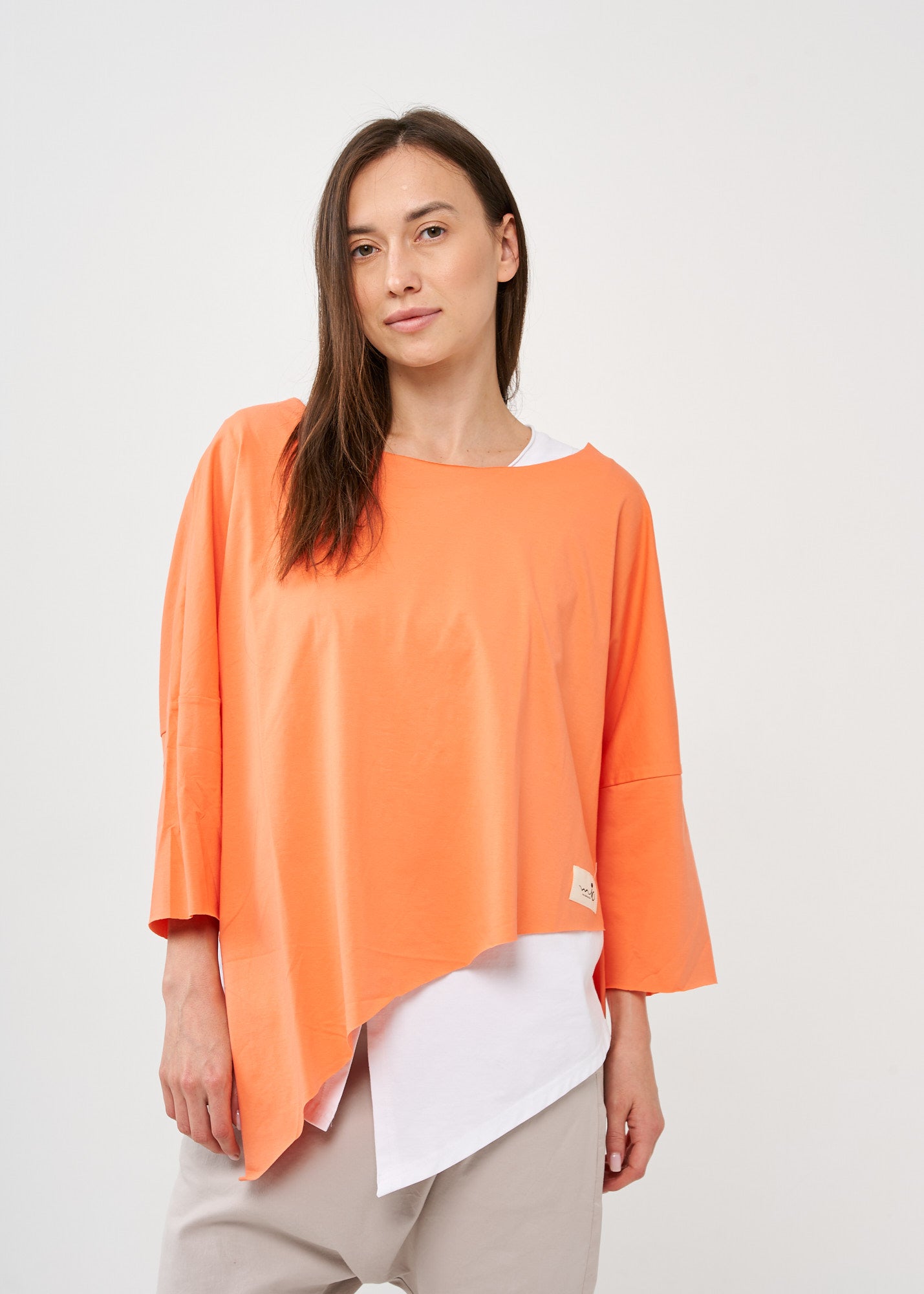 Orange oversized 3/4 sleeve bat shirt