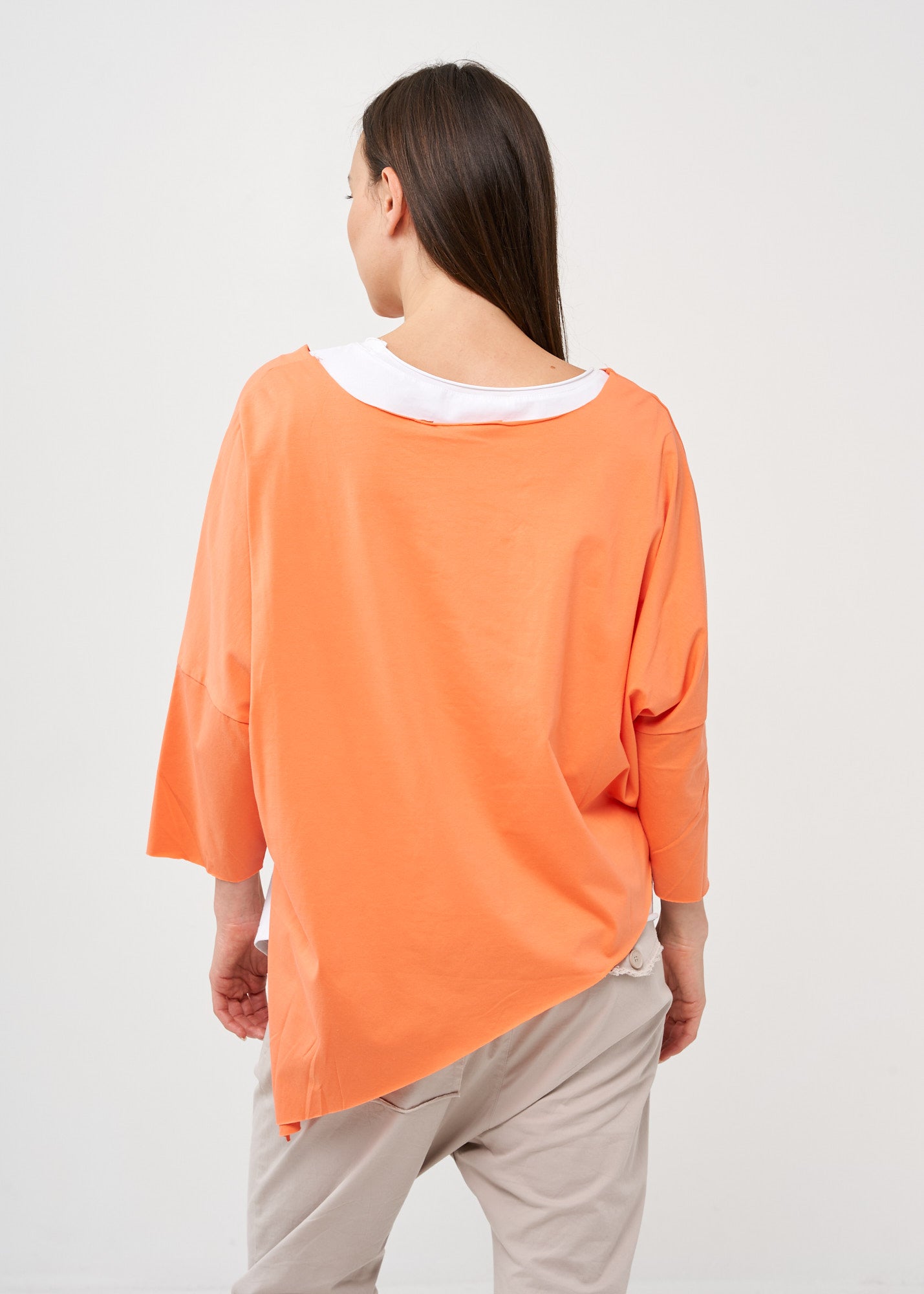 Orange oversized 3/4 sleeve bat shirt